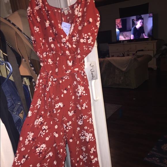 Burnt Orange, and White Floral Romper. - Picture 2 of 2